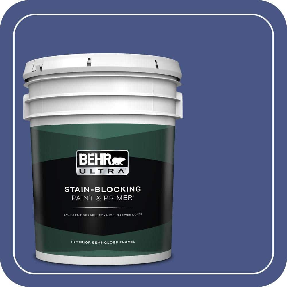 BEHR ULTRA 5 gal. #600B-7 Yacht Club Blue Semi-Gloss Enamel Exterior Paint & Primer