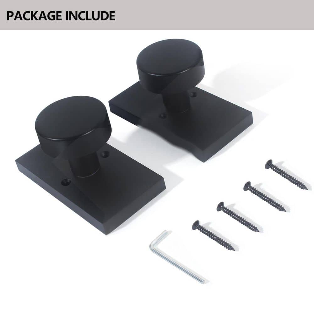 Senyhardware Modern Metal Matte Black Interior Dummy Door Knob 2 Pack with Round Knob and Rectangular Backplate (2)