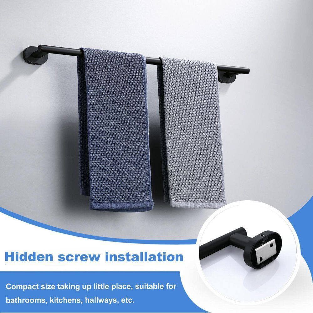 ruiling Bathroom Hardware 24 in. Wall Mounted Towel Bar Towel Holder in Spot Resist Stainless Steel Matte Black (2)