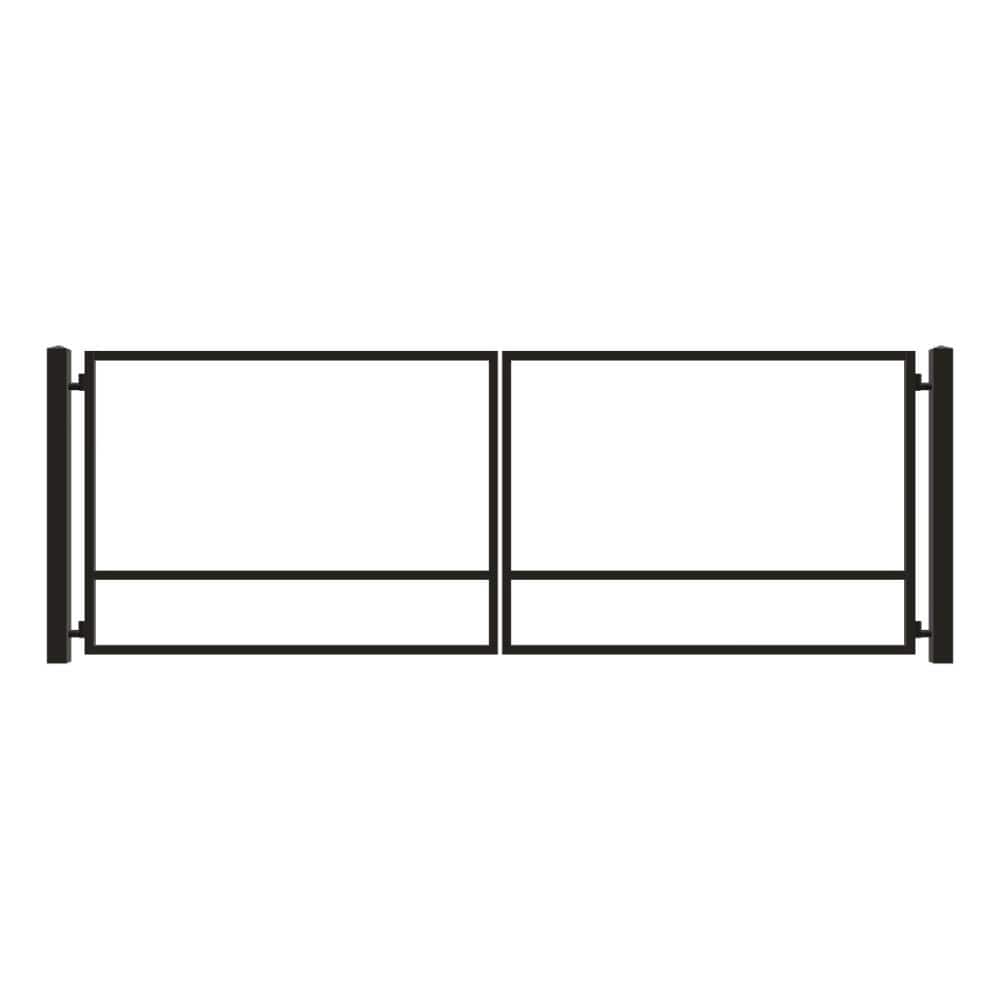 Unbranded Driveway Gate — Swing, Center, Square, Black — 208"W x 72"H