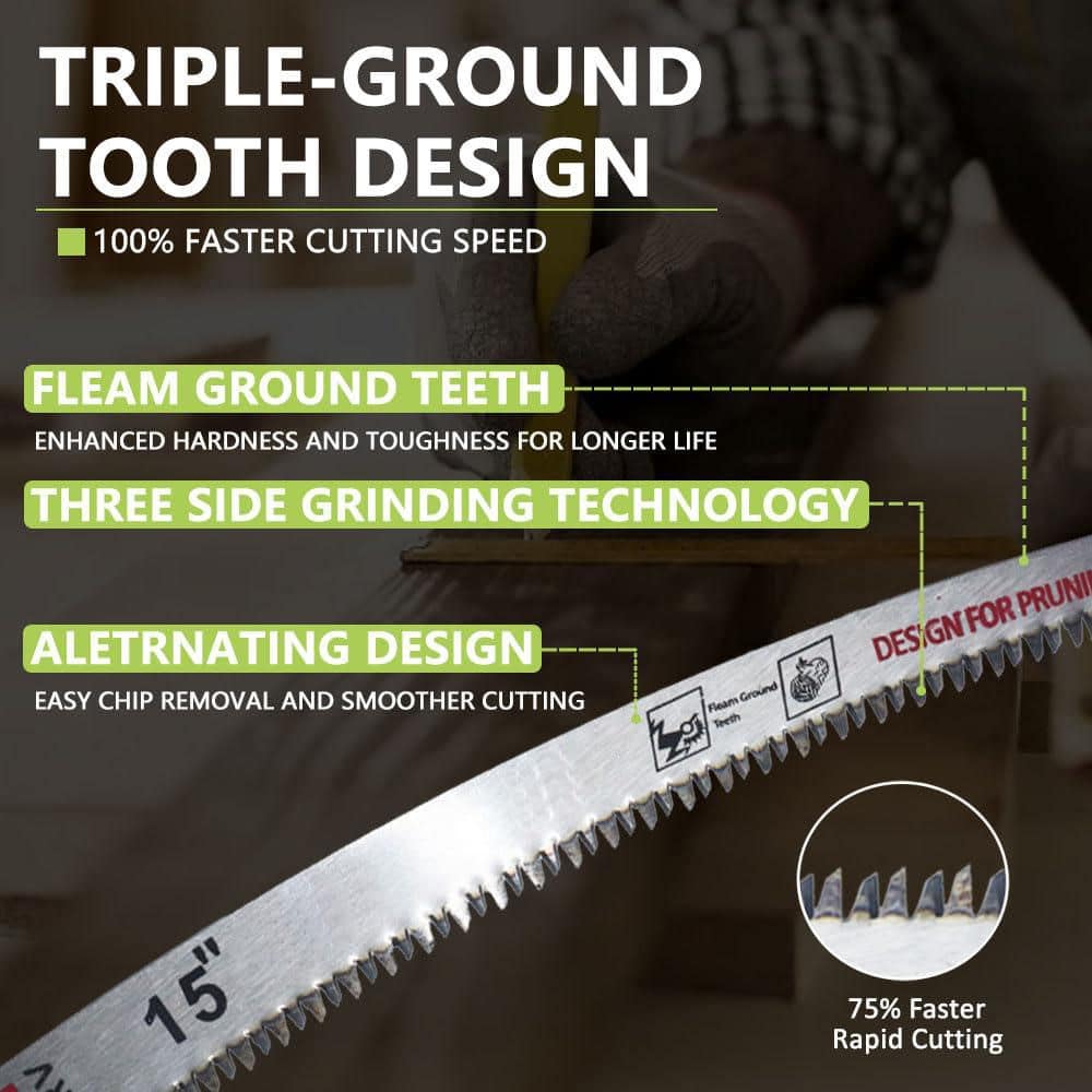 Unbranded 15 Arc Edge Reciprocating Saw Blade 7TPI Japanese Teeth with Curved Edge for Tree Trimming Wood Cutting 3 Pack (3)