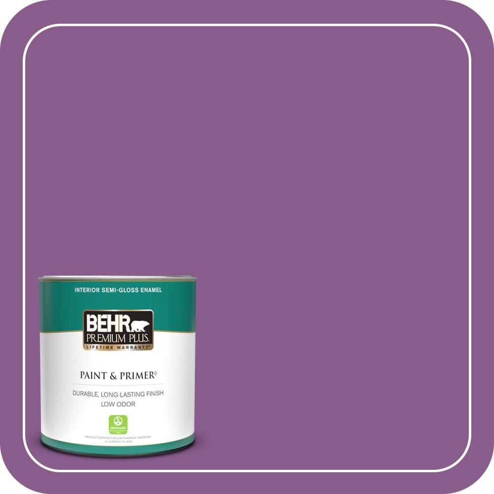 BEHR PREMIUM PLUS 1 qt. #670B-7 Candy Violet Semi-Gloss Enamel Low Odor Interior Paint & Primer