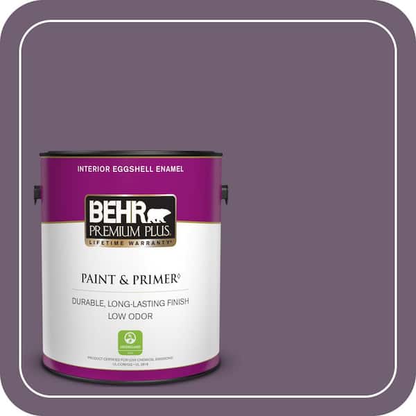 BEHR PREMIUM PLUS 1 gal. #S100-6 Blackberry Jam Eggshell Enamel Low Odor Interior Paint & Primer (2)