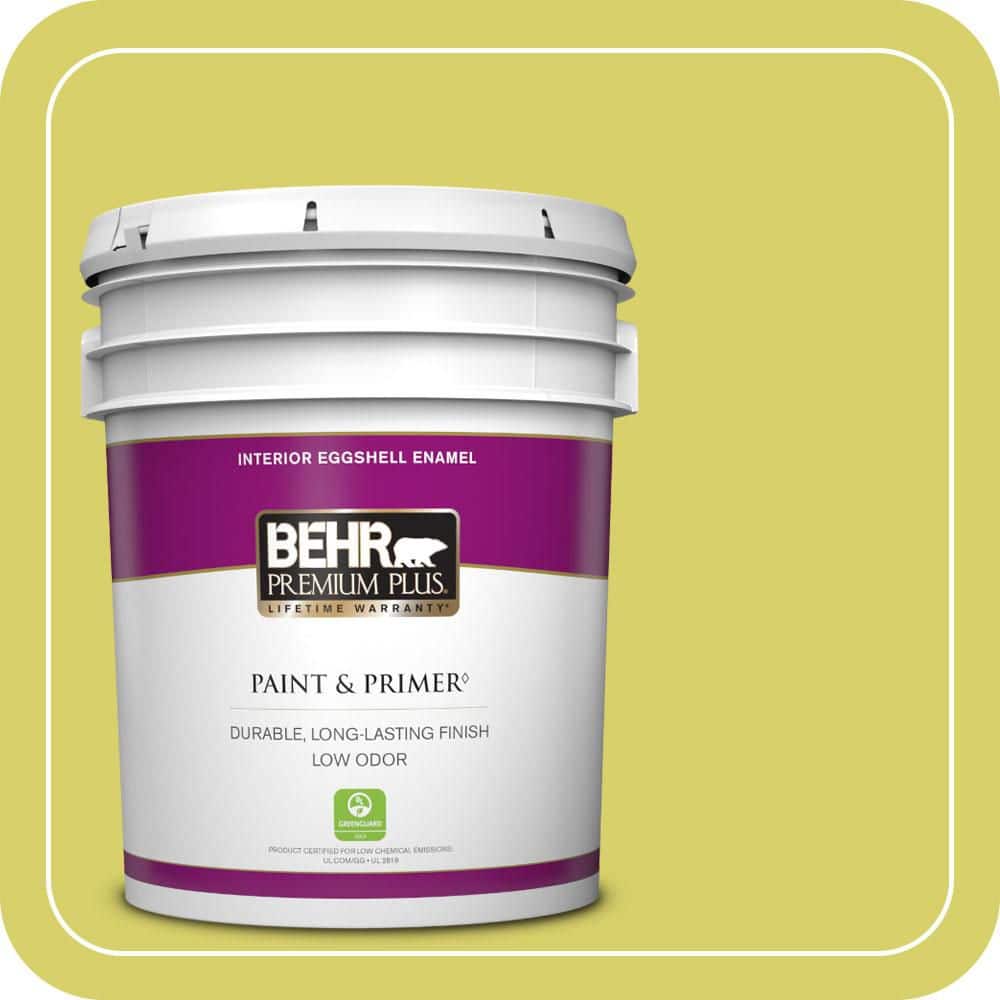 BEHR PREMIUM PLUS 5 gal. #P340-4 Lime Tree Eggshell Enamel Low Odor Interior Paint & Primer