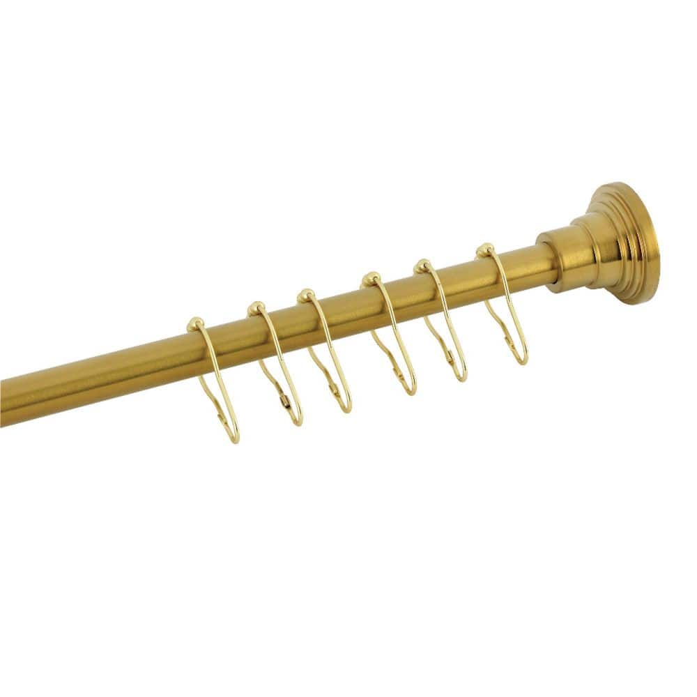 Kingston Brass Edenscape 38 in. to 60 in. Adjustable Curved Shower Curtain Rod in Brushed Brass