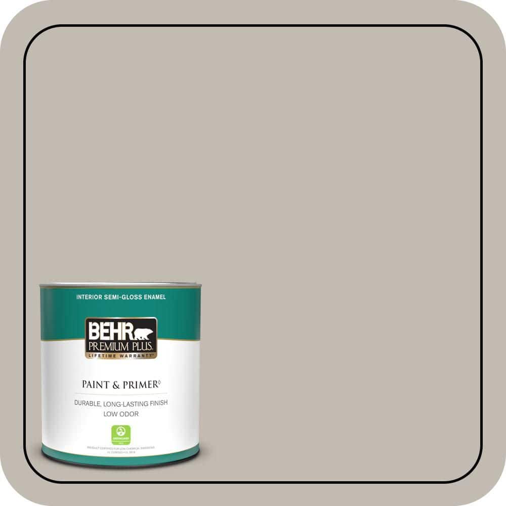 BEHR PREMIUM PLUS 1 qt. #QE-57 Warm Ash Semi-Gloss Enamel Low Odor Interior Paint & Primer