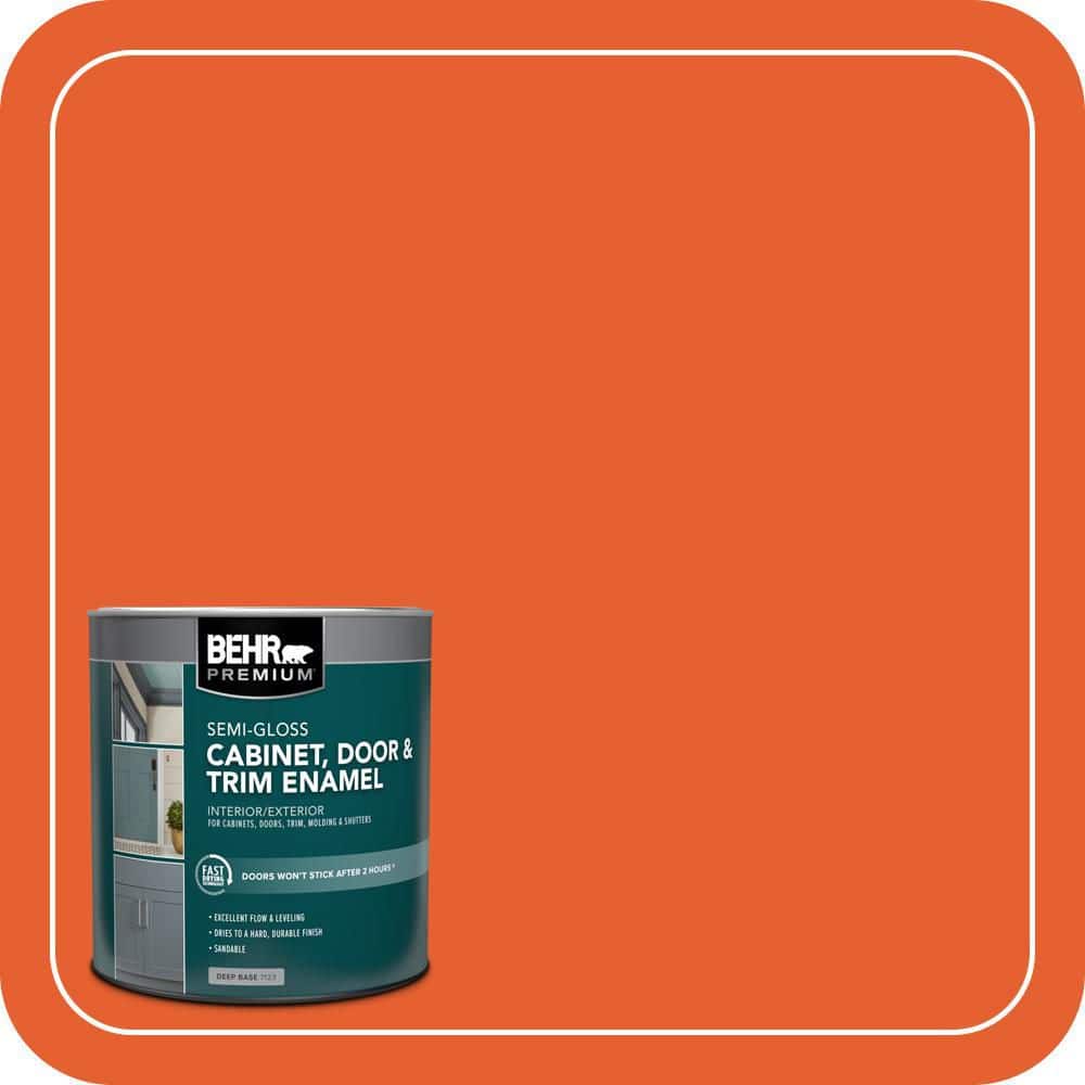 BEHR PREMIUM 1 qt. #S-G-230 Startling Orange Semi-Gloss Enamel Interior/Exterior Cabinet, Door & Trim Paint (1)