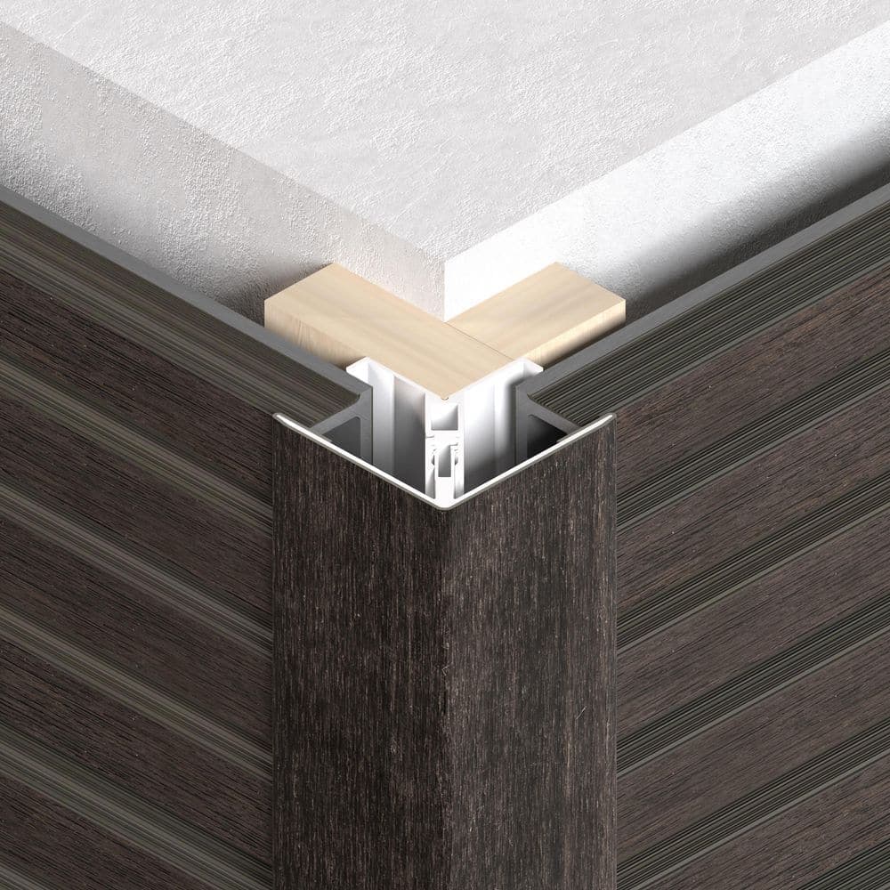 NewTechWood Alusions 2.87 in. x 3.56 in. x 8 ft. Spanish Walnut Composite Aluminum Outside Corner Trim Kit for 1 in. Board (2)