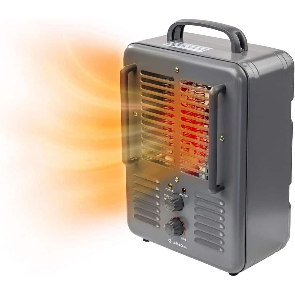 Comfort Zone 5120 BTU 1500-Watt Milkhouse Style Fan Electric Portable Heater in Gray (1)