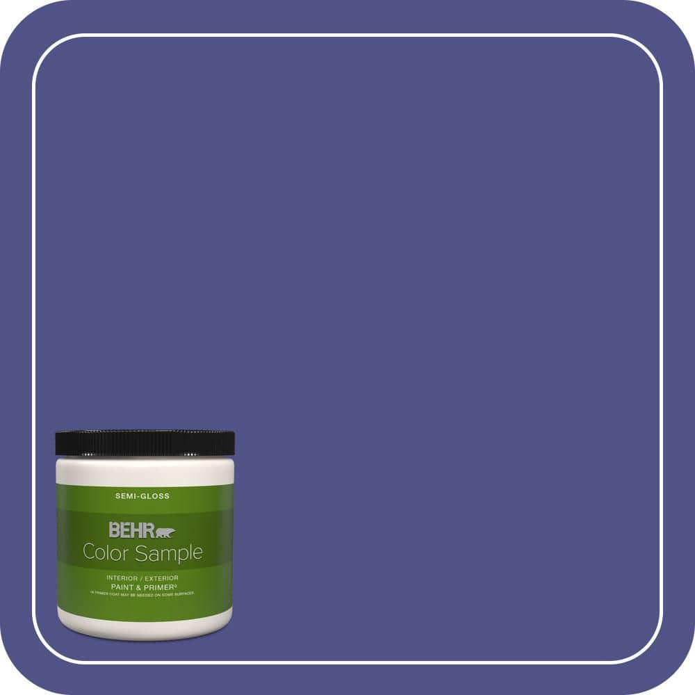 BEHR PREMIUM PLUS 8 oz. #P550-7 Purple Prince Semi-Gloss Interior/Exterior Paint & Primer Color Sample