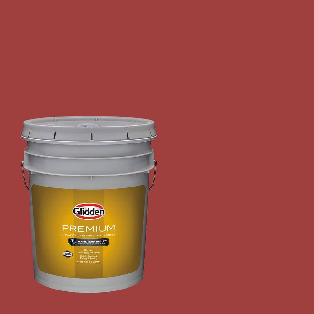 Glidden Premium 5 gal. PPG1057-7 Burning Bush Flat Exterior Latex Paint (1)