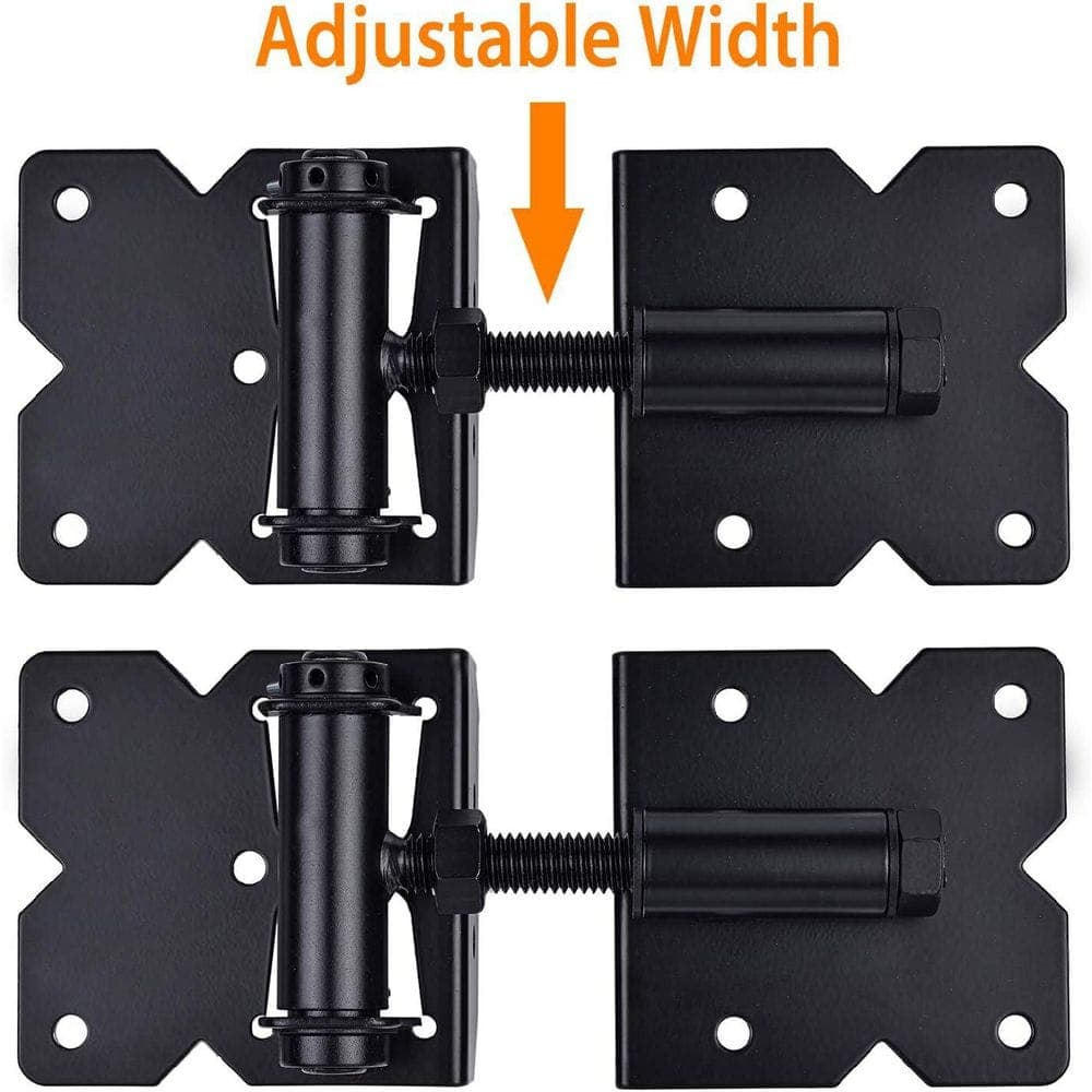 Afoxsos Heavy Duty Self Closing Gate Hinges Black 90° Adjustable with Installation Screws 2-Pack (3)