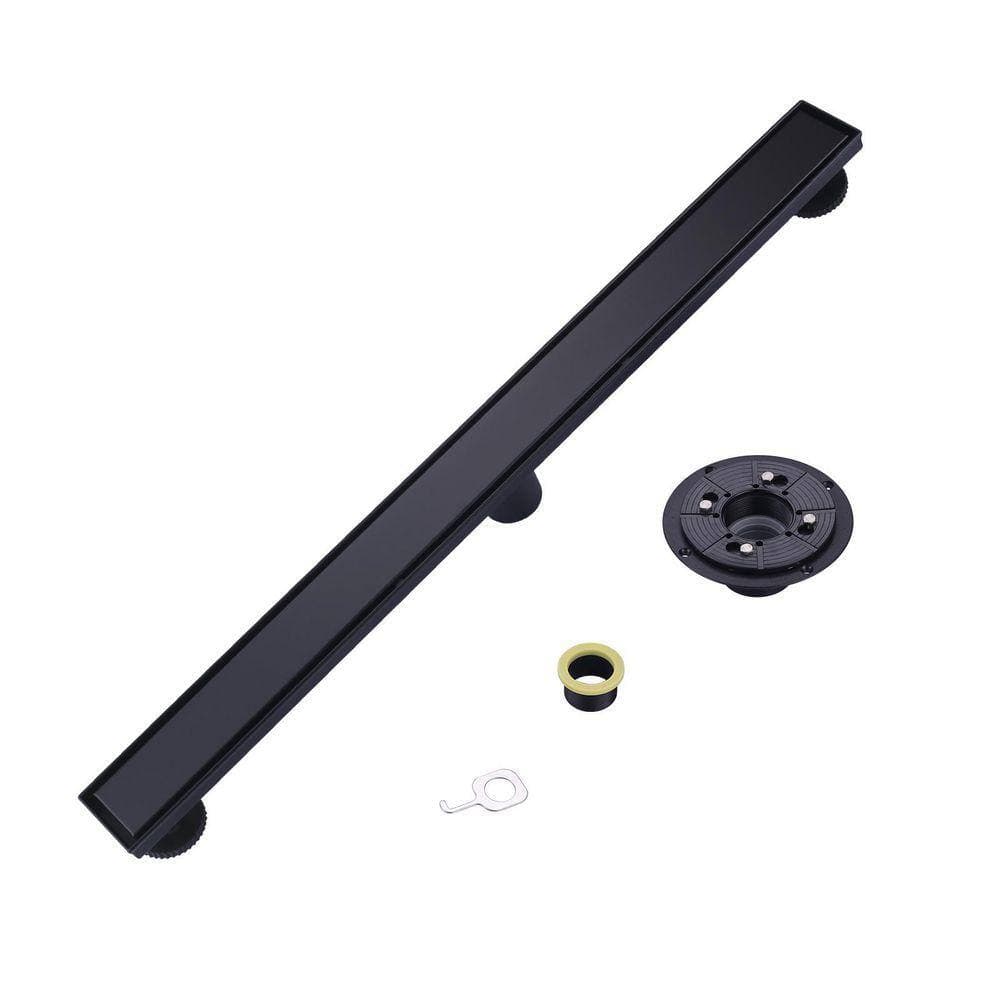 ARCORA 32 in. Stainless Steel Linear Slip In Shower Drain with Removable Cover Grate in Matte Black (1)