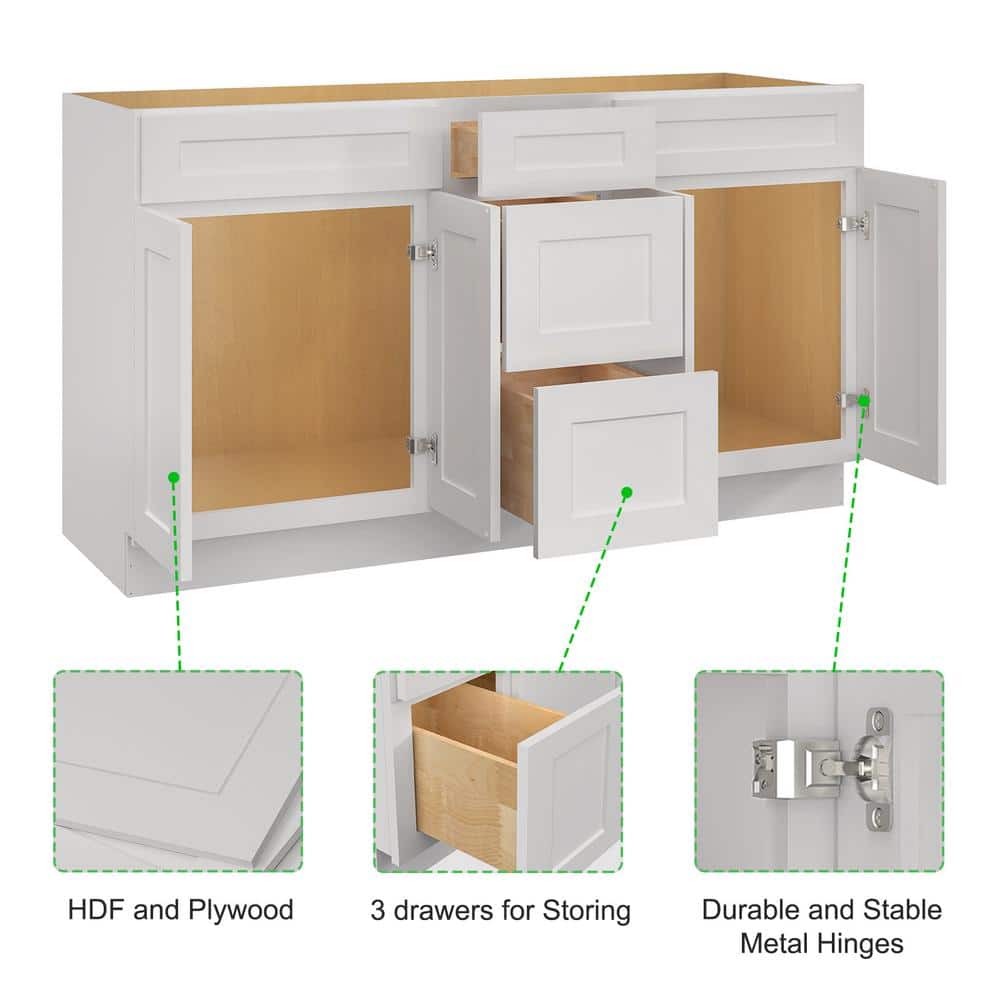 Hausvita W 21 in. D 34.5 in. H Plywood Ready to Assemble Floor Vanity Sink Base Kitchen Cabinet (2)