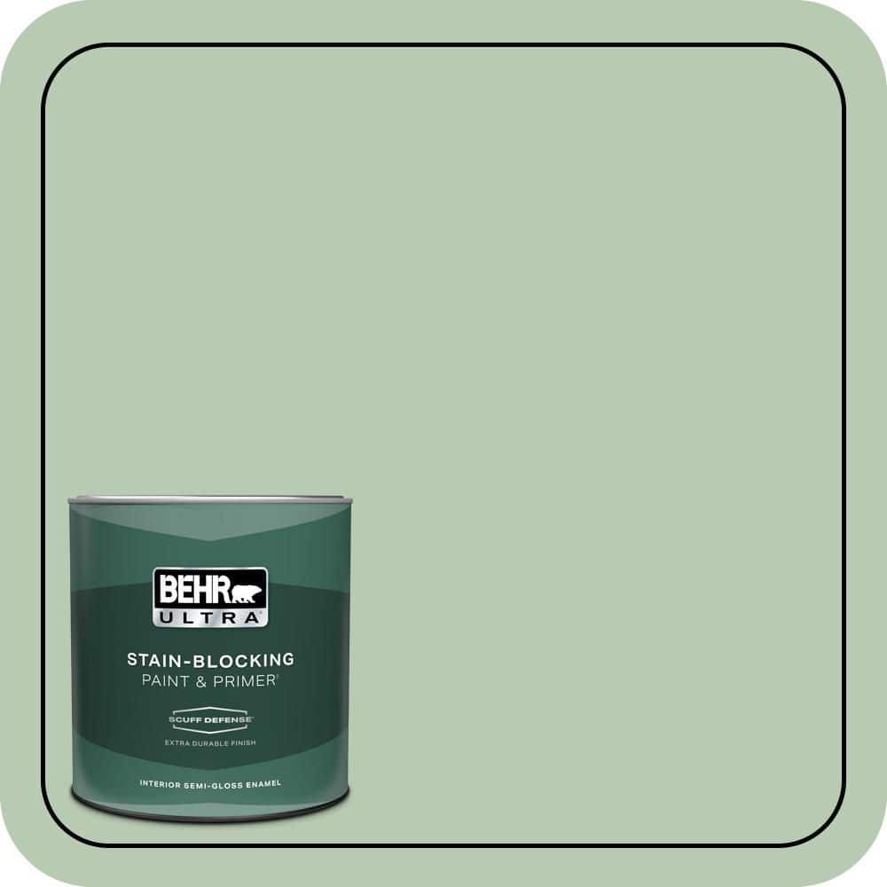 BEHR ULTRA 1 qt. #S400-3 Healing Aloe Extra Durable Semi-Gloss Enamel Interior Paint & Primer