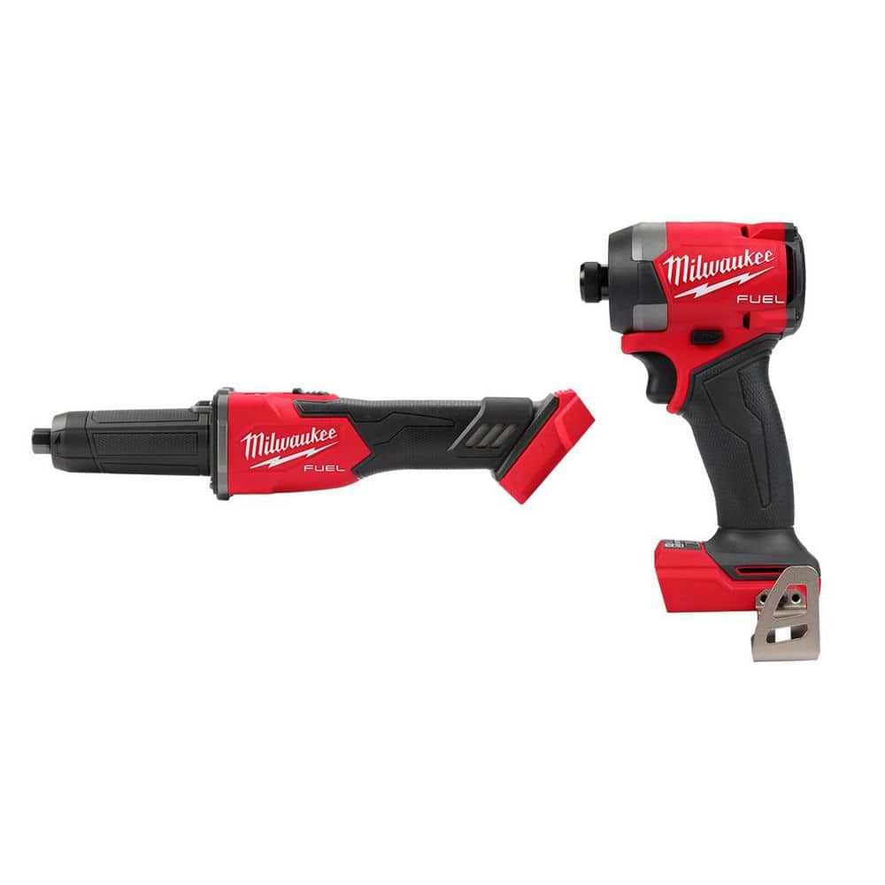 Milwaukee M18 FUEL 18V Lithium-Ion Brushless Cordless 1/4 in. Braking Die Grinder Slide Switch w/ Impact Driver