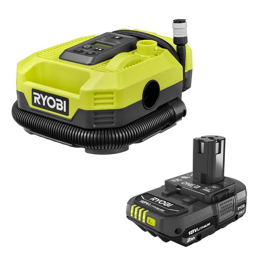 RYOBI ONE+ 18V Cordless Dual Function Inflator/Deflator with 2.0 Ah Lithium-Ion Battery