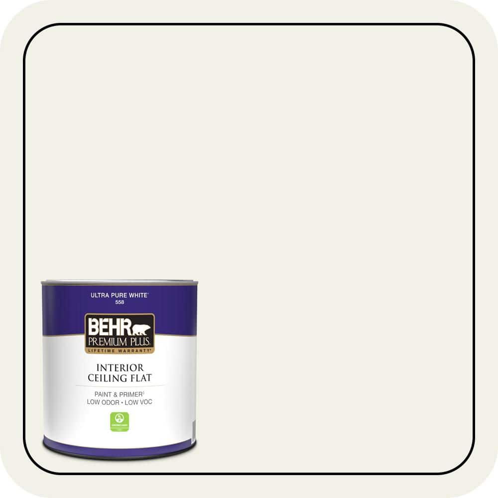 BEHR PREMIUM PLUS 1 qt. #PPU18-07 Falling Snow Ceiling Flat Interior Paint & Primer (1)