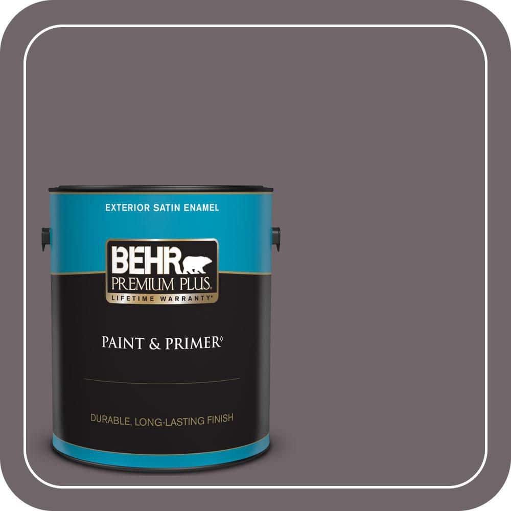 BEHR PREMIUM PLUS 1 gal. #N570-5 Curtain Call Satin Enamel Exterior Paint & Primer