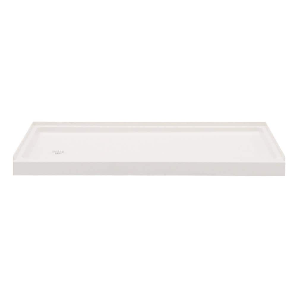 Swan 32 in. x 60 in. Solid Surface Single Threshold Retrofit Left Drain Shower Pan in White (3)