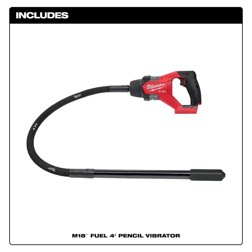 Milwaukee M18 FUEL 18-Volt Lithium-Ion Brushless Cordless 4 ft. Concrete Pencil Vibrator with (1) 6.0 Ah High Output Battery (2)