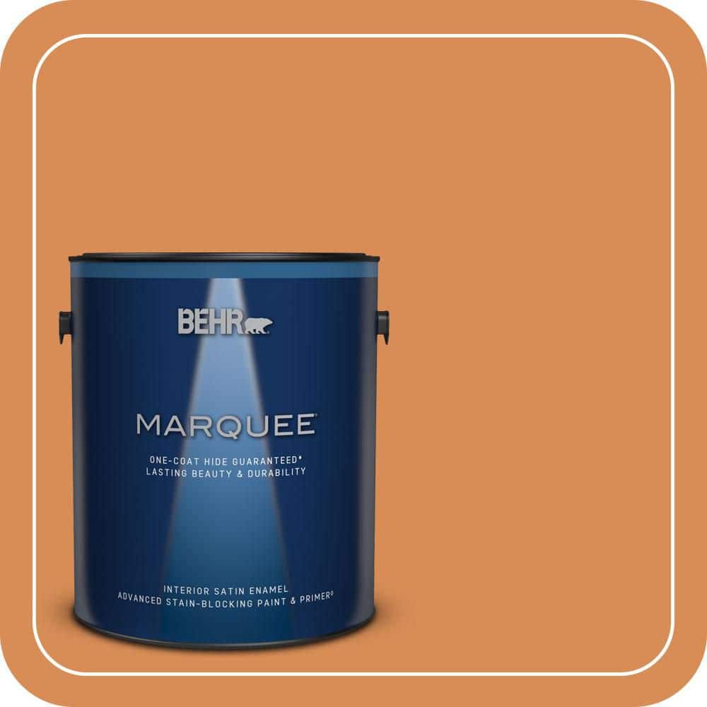 BEHR MARQUEE 1 gal. #PMD-80 Spiced Pumpkin Satin Enamel Interior Paint & Primer