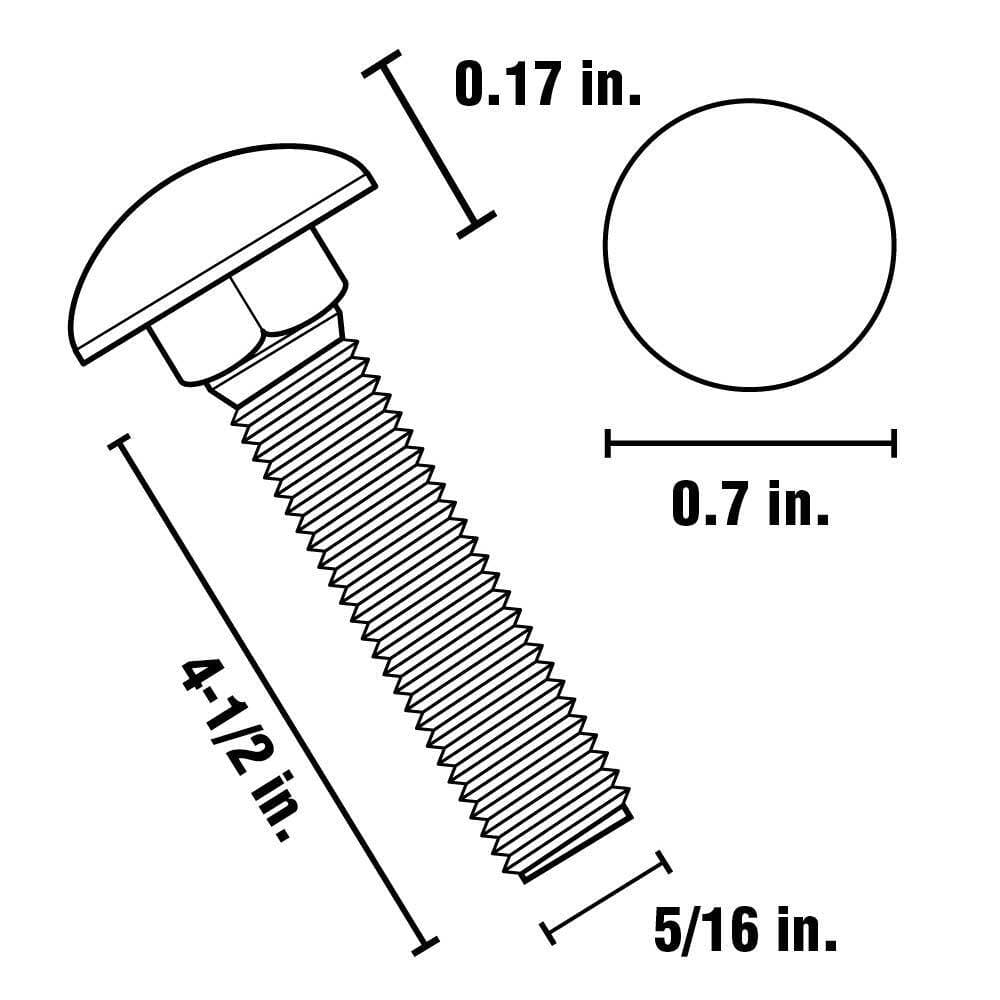 Everbilt 5/16 in.-18 x 4-1/2 in. Zinc Plated Carriage Bolt (25-Pack) (3)