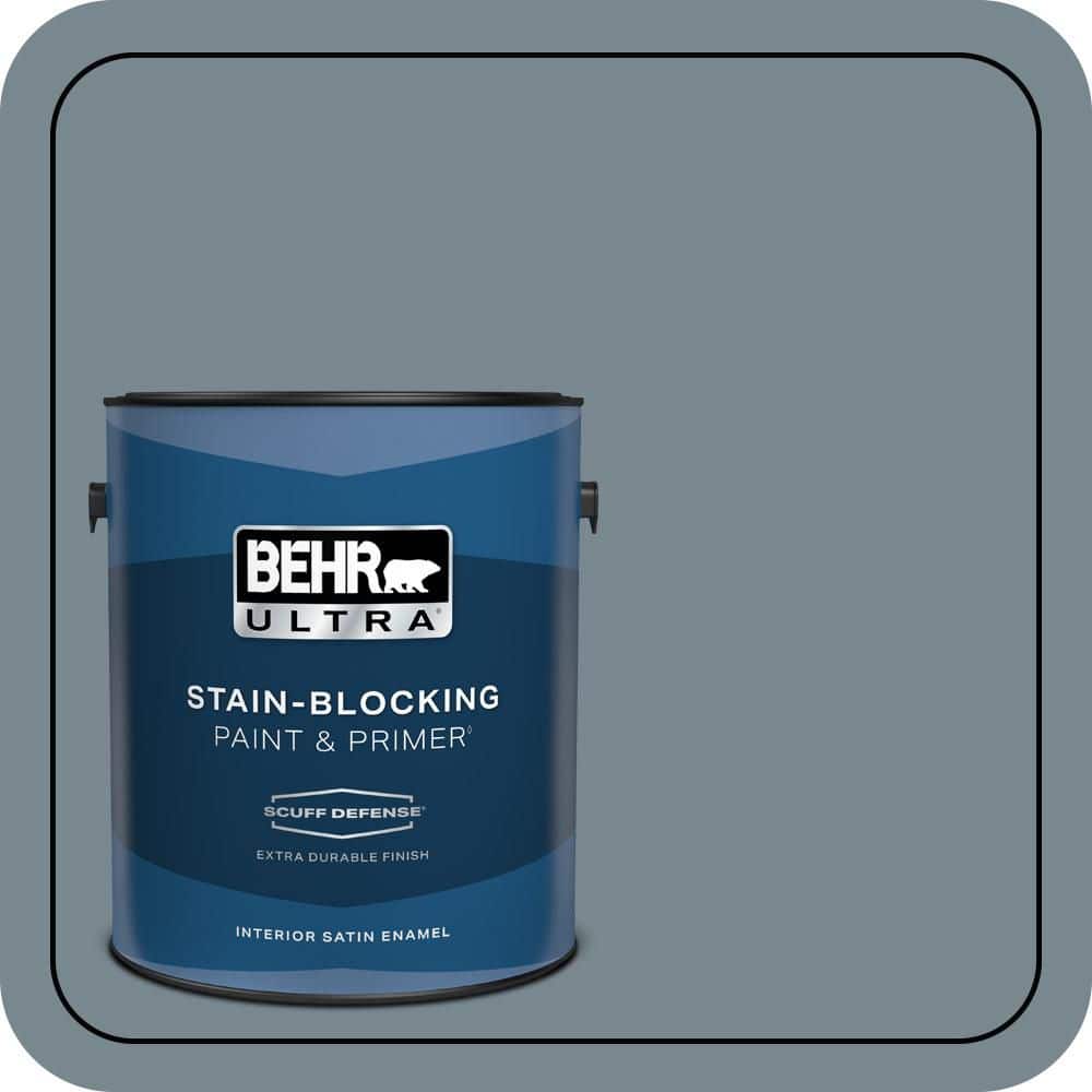 BEHR ULTRA 1 gal. #N470-5 Norwegian Blue Extra Durable Satin Enamel Interior Paint & Primer