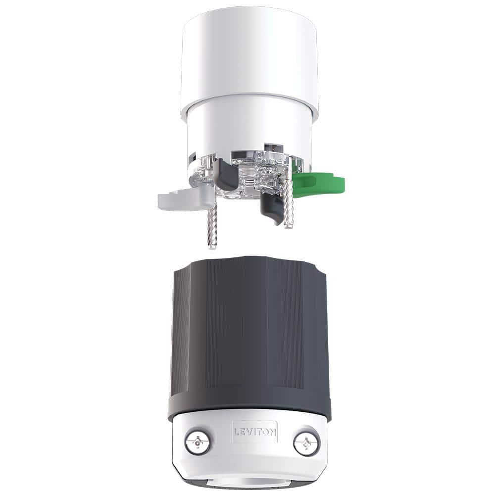 Leviton Black & White Lever Edge 30 Amp 125/250 Volt Locking Connector, NEMA L14-30R, 3P, 4W, Industrial Grade 2713E-BX (1)