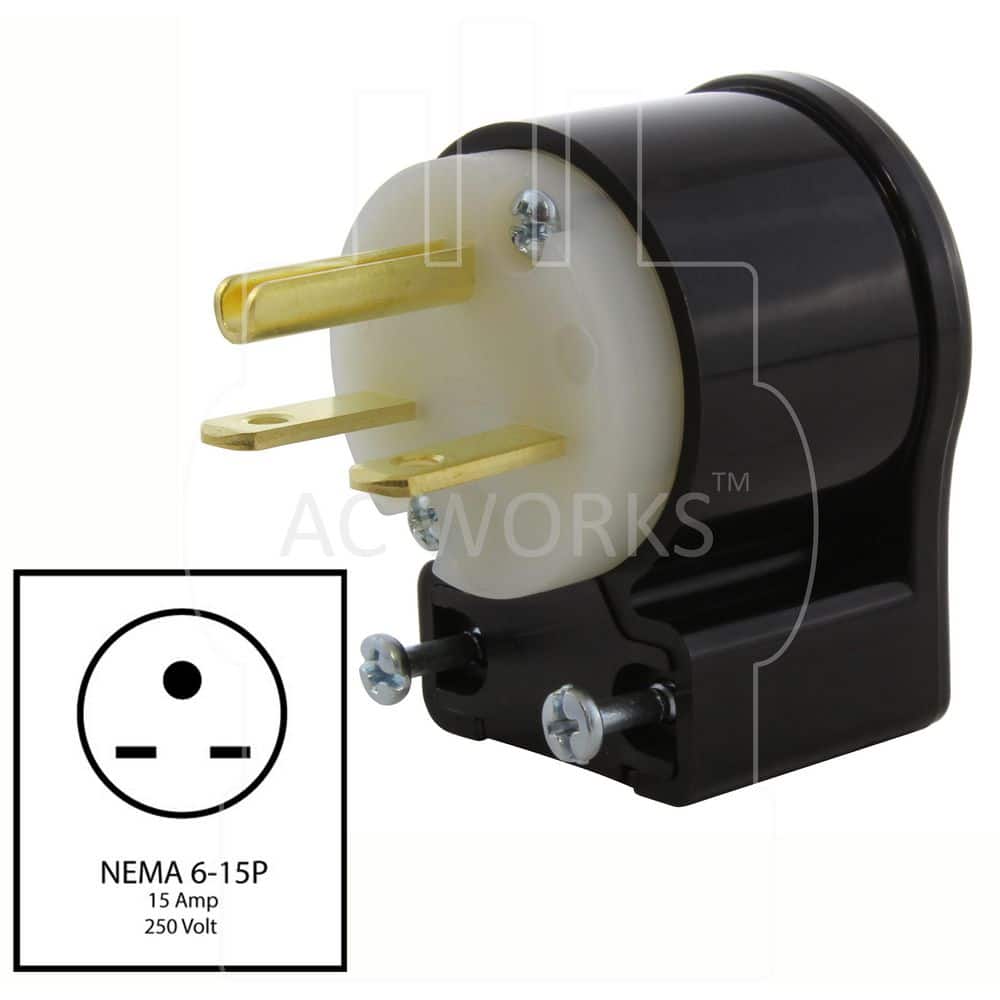 AC WORKS 15A 250V All Angles Plug with UL, C-UL Approval (2)