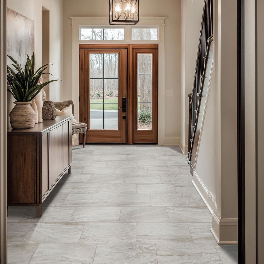 TrafficMaster Vigo Gris 12 in. x 24 in. Matte Ceramic Marble Look Floor and Wall Tile (2 sq. ft./Each) (3)