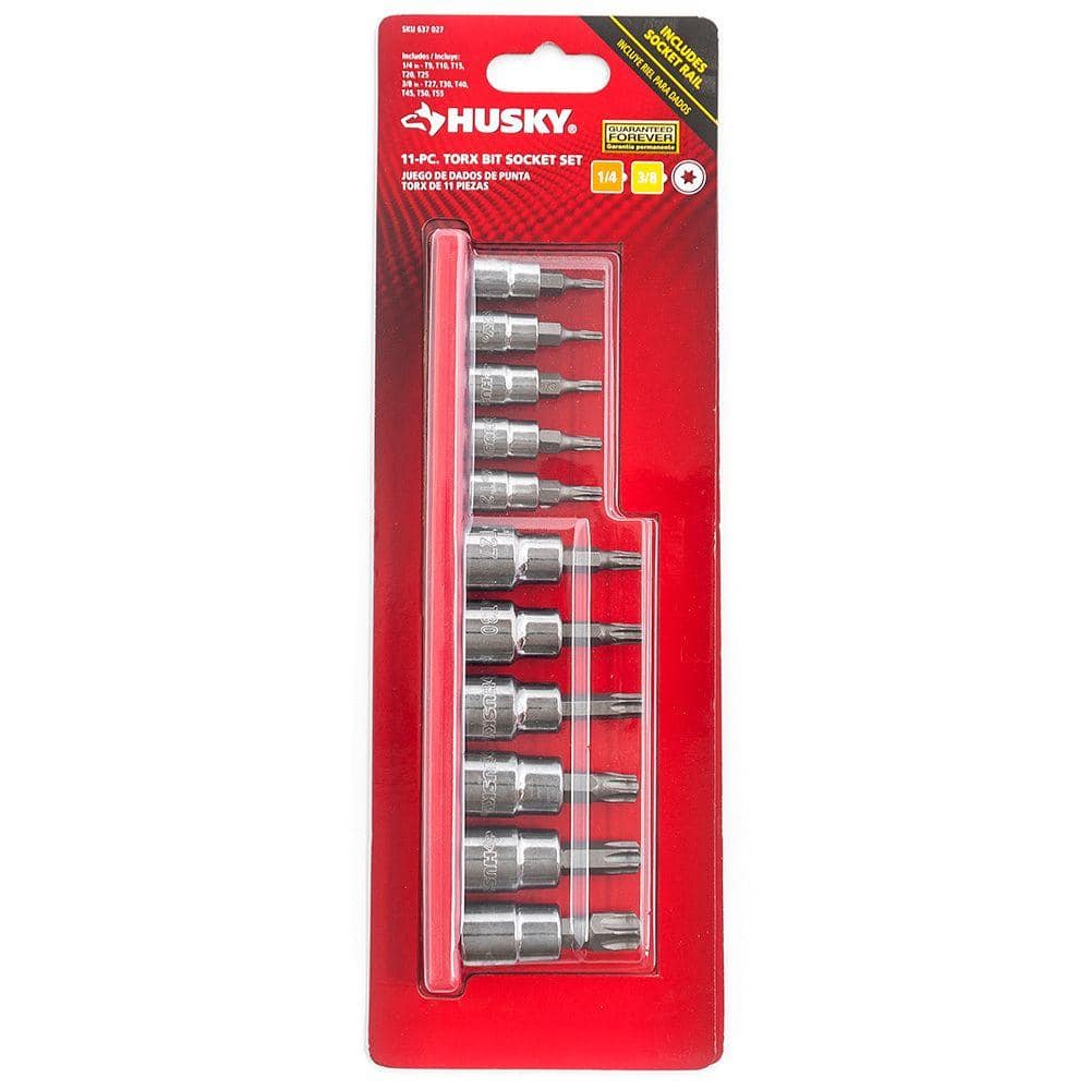 Husky 1/4 and 3/8 in. Drive Torx Bit Socket Set (11-Piece) (4)