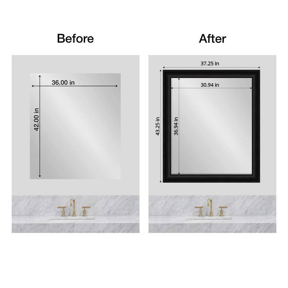 Amanti Art Mirror Makeover Parlor Black 43.25 in. W x 37.25 in. H Bathroom Mirror Frame Border Kit-Fits a 42 x 36 Mirror (3)