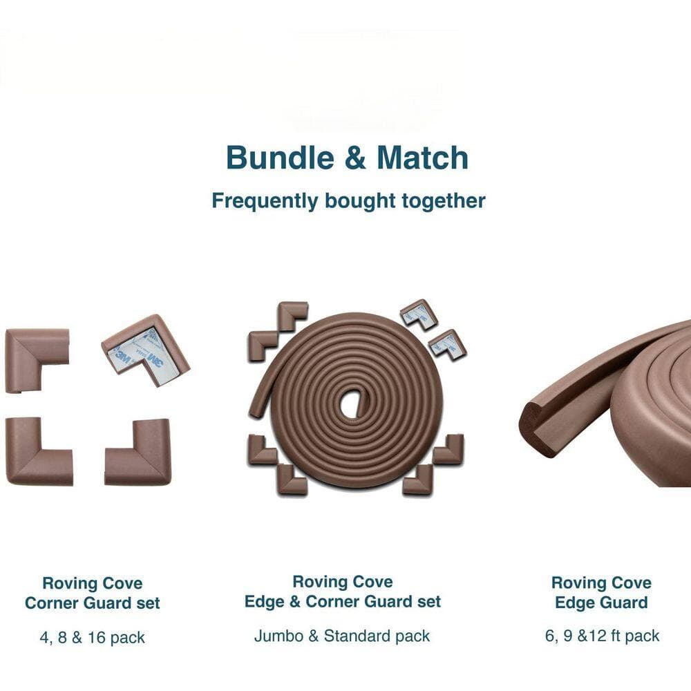 NVNOO 1.2 in. x 18 ft. Edge 8-Corners Composite Drywall Edge Corner Protector Baby Proofing with 3M Adhesive, Brown (3)