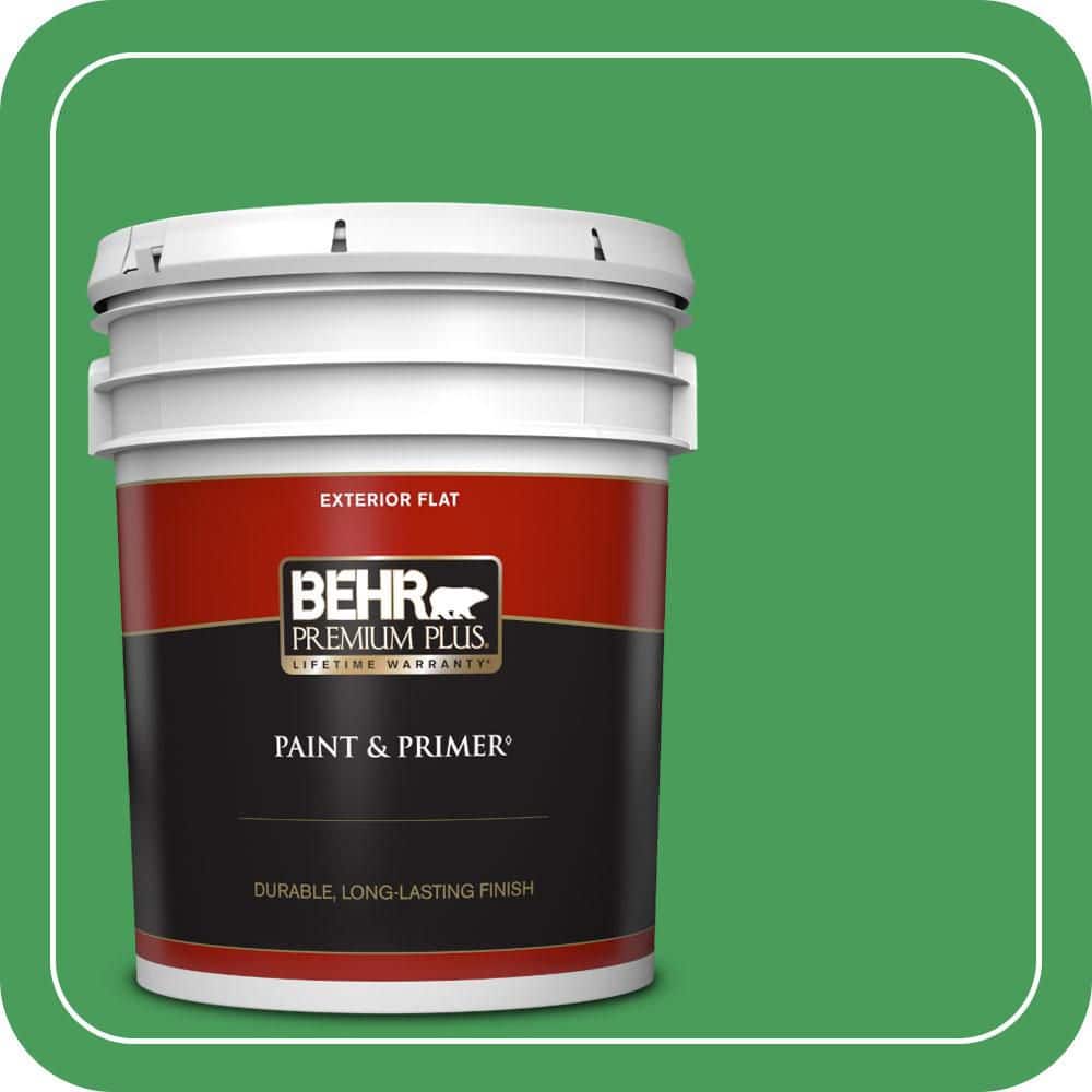 BEHR PREMIUM PLUS 5 gal. #P400-6 Clover Patch Flat Exterior Paint & Primer