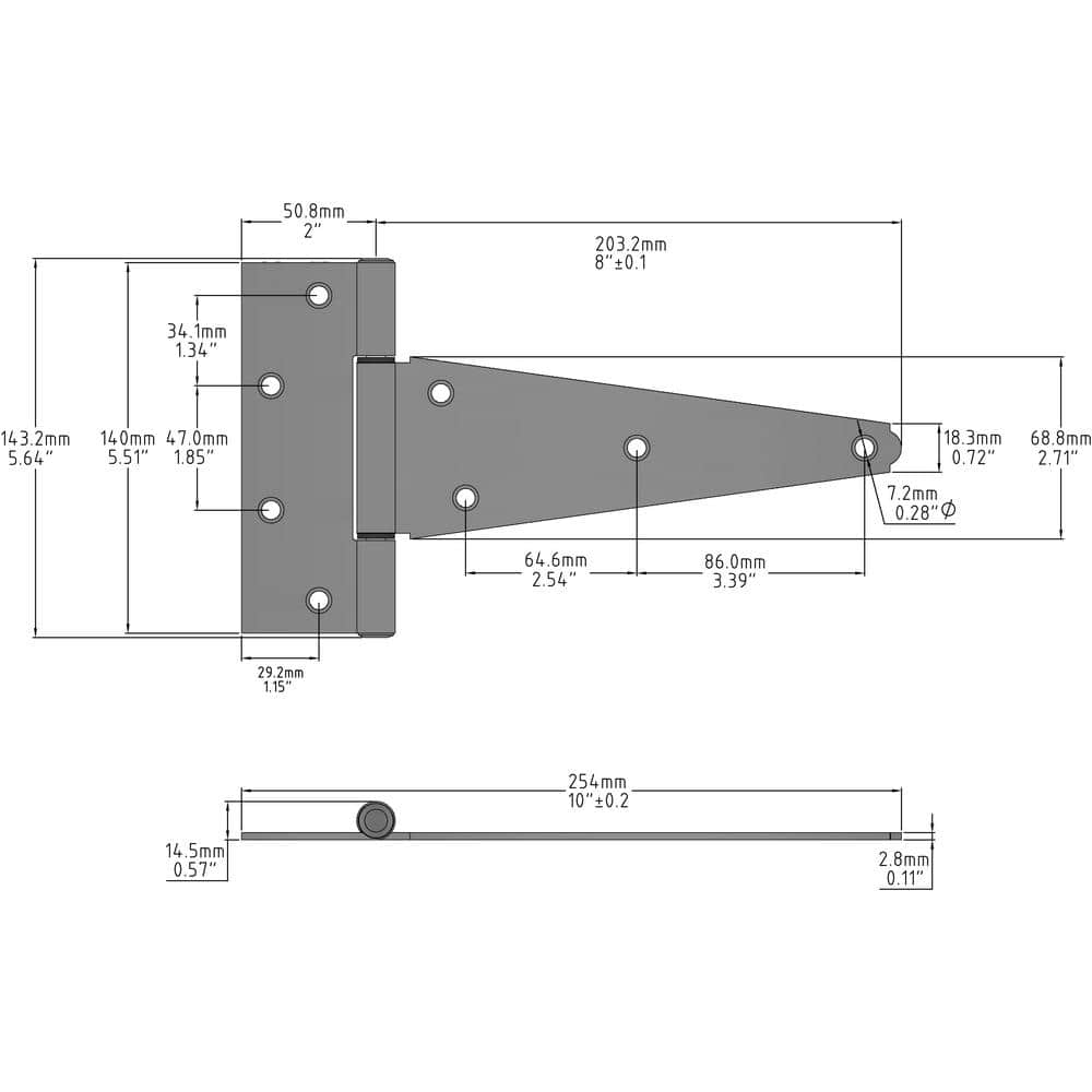 Everbilt 8 in. Standard Galvanized Heavy-Duty Tee Hinge (2-Pack) (2)