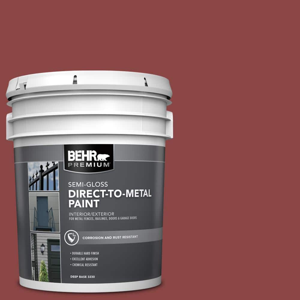 BEHR PREMIUM 5 gal. #PPU1-10 Forbidden Red Semi-Gloss Direct to Metal Interior/Exterior Paint (1)