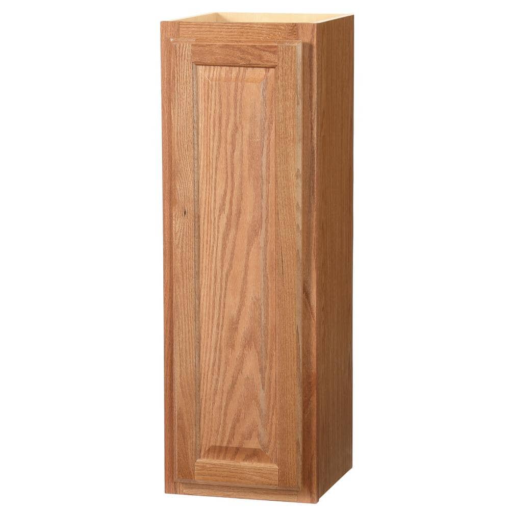Hampton Bay Hampton 12 in. W x 12 in. D x 36 in. H Assembled Wall Kitchen Cabinet in Medium Oak