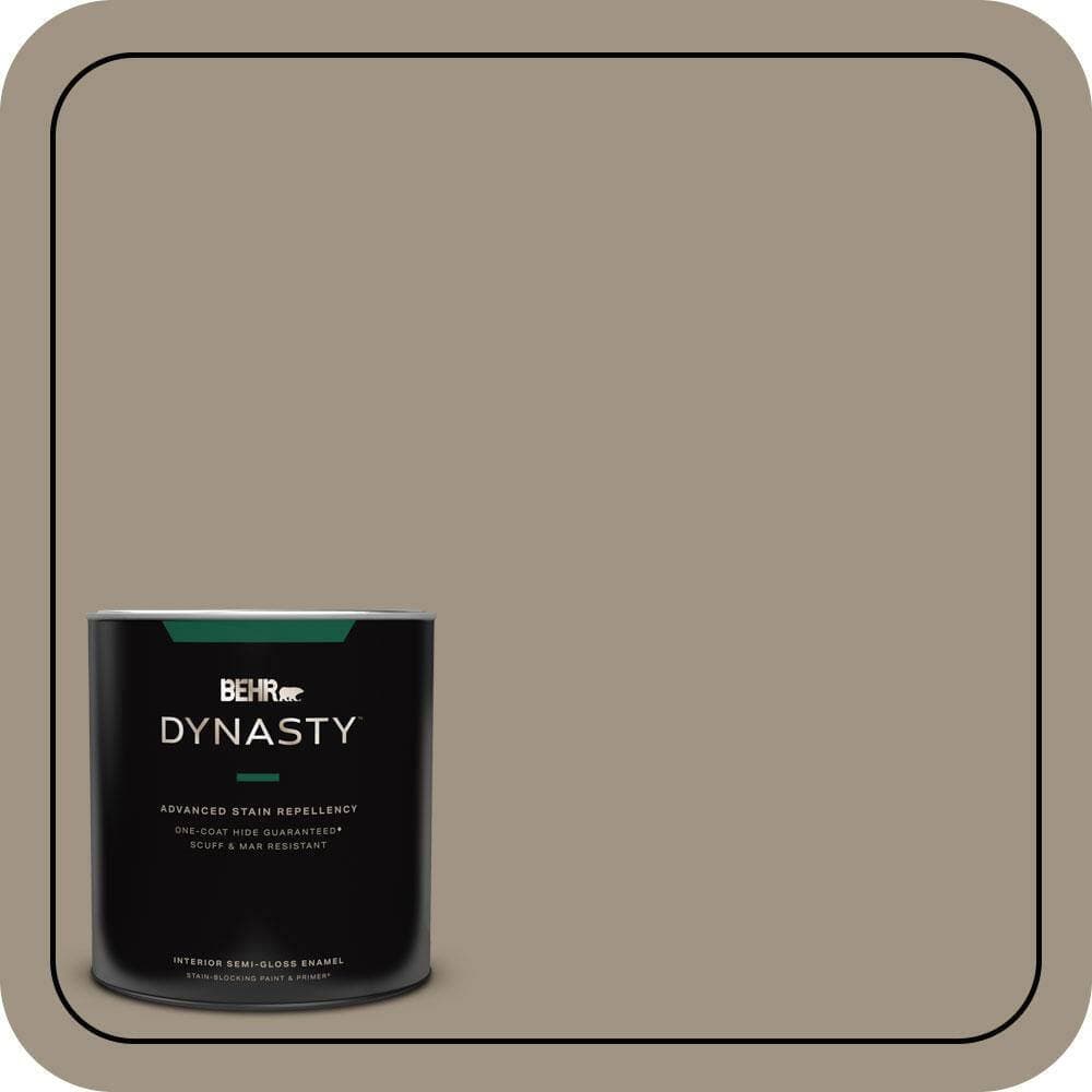 BEHR DYNASTY 1 qt. #PPU7-23 Rolling Pebble One-Coat Hide Semi-Gloss Enamel Interior Stain-Blocking Paint and Primer