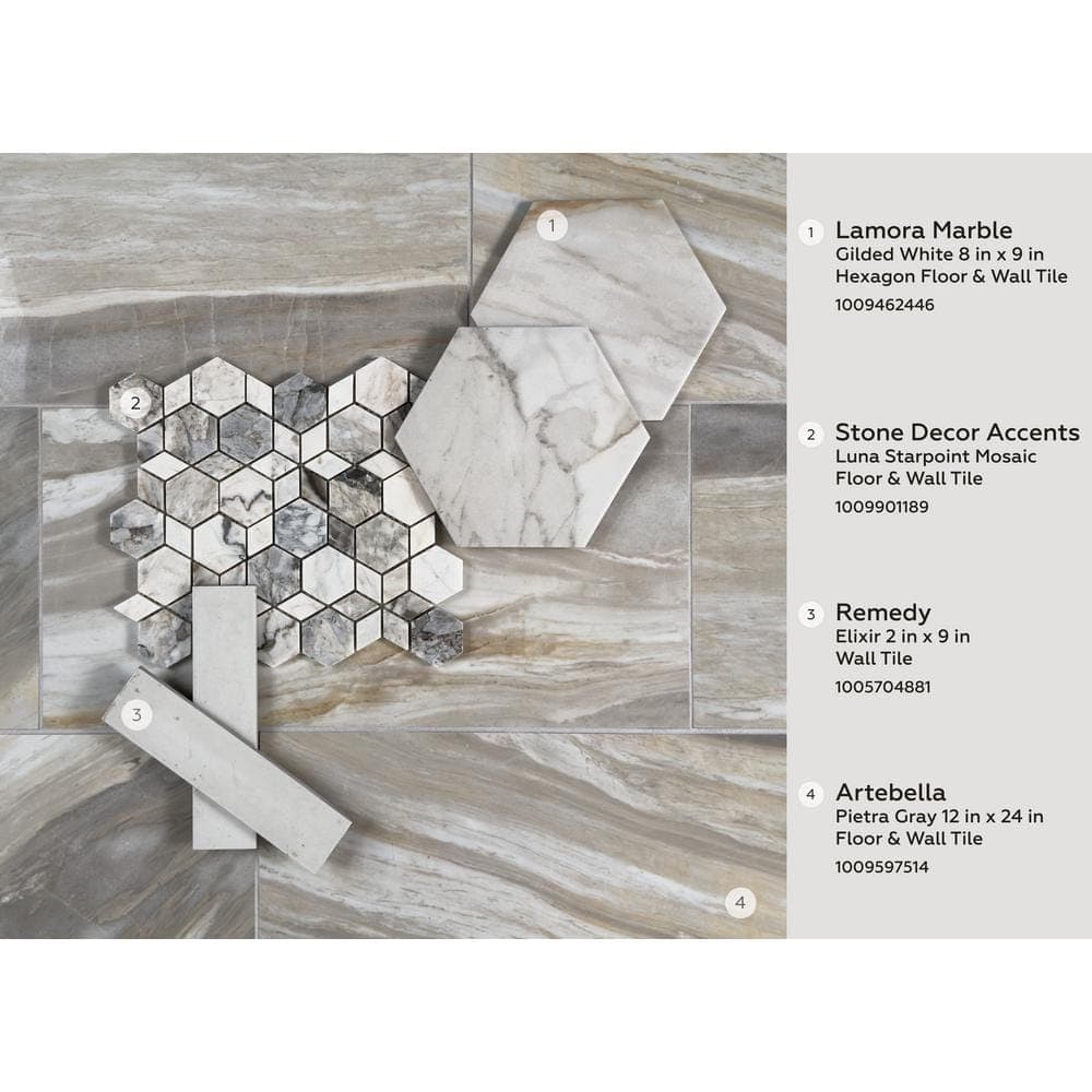 Daltile Stone Decor Luna 11 in. x 13 in. Marble Starpoint Mosaic Tile (0.83 sq. ft./each) (4)