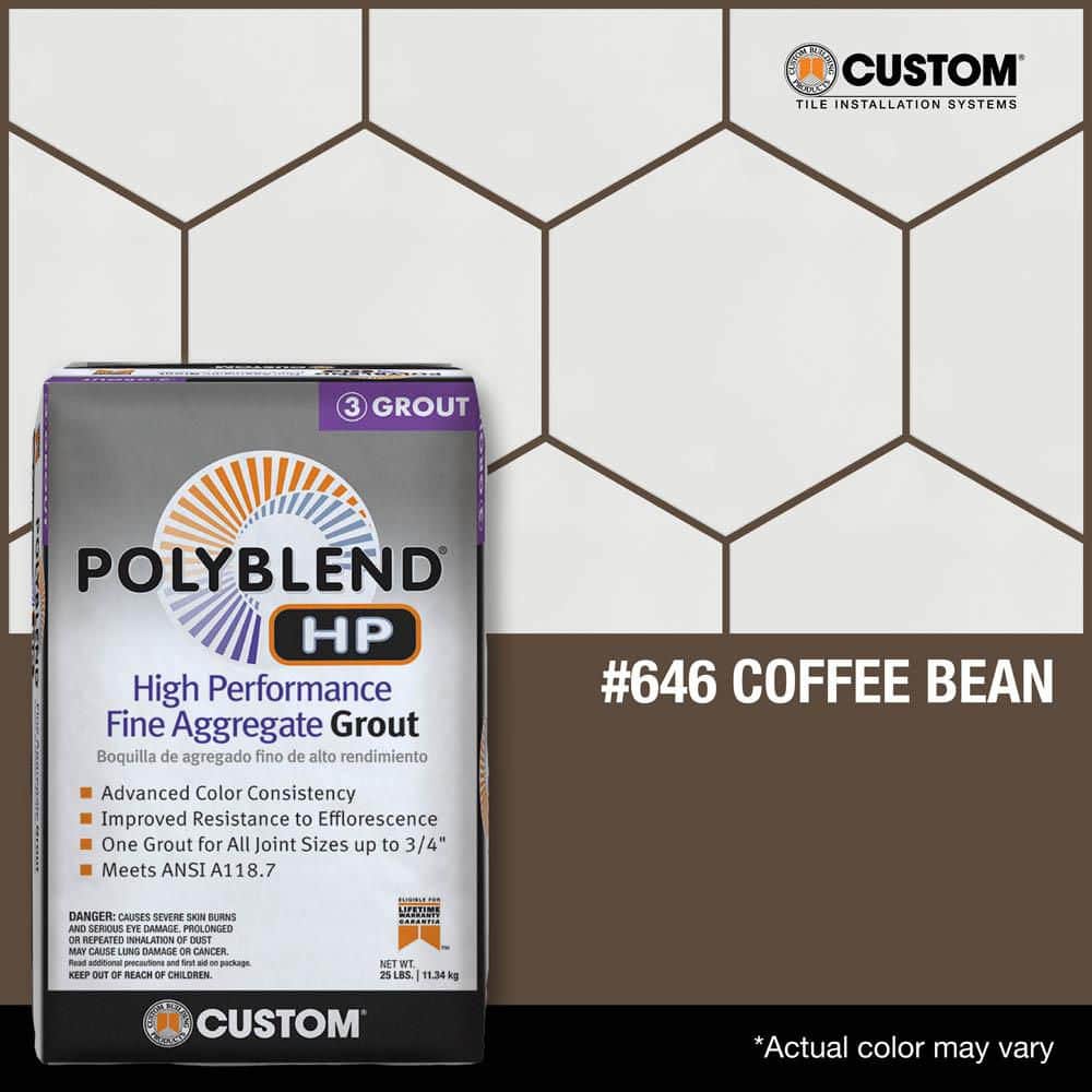 Custom Building Products Polyblend HP #646 Coffee Bean 25lb. High Performance Fine Aggregate Grout (3)