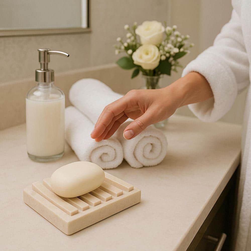 Creative Home Spa 2-Piece Soap Dish in Champagne Marble (3)