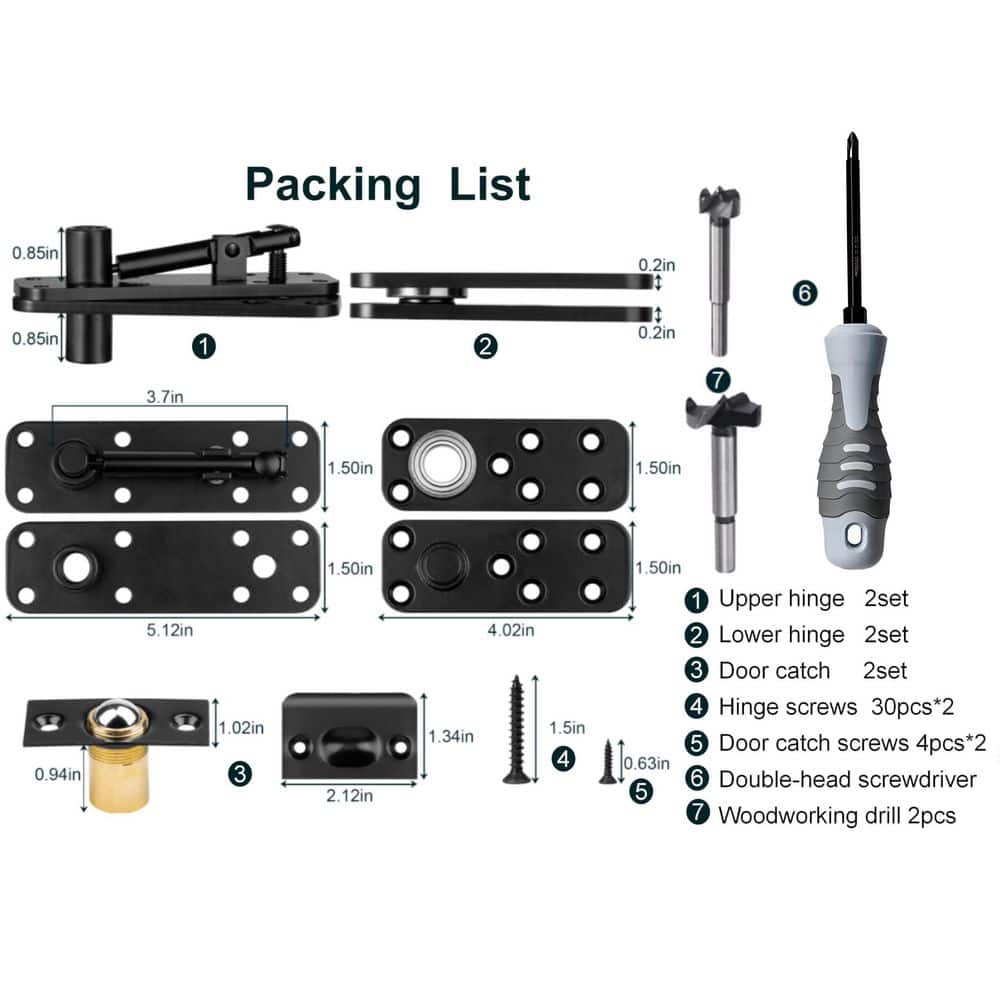 Numhew 2 Pcs 570 lb. Load-Bearing Thickened Solid Stainless Steel 360° Swinging Pivot Hinge for SecretDoor Murphy and ShelfDoor (3)