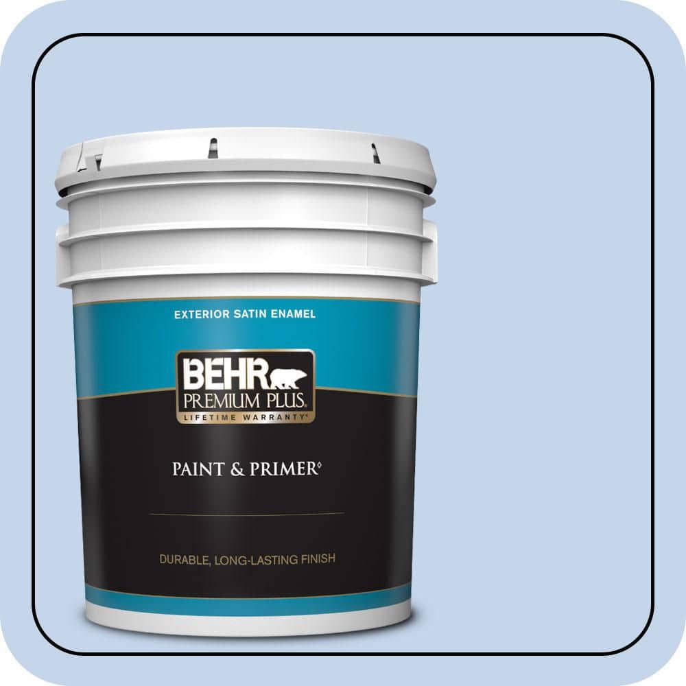 BEHR PREMIUM PLUS 5 gal. #580A-3 Rain Song Satin Enamel Exterior Paint & Primer