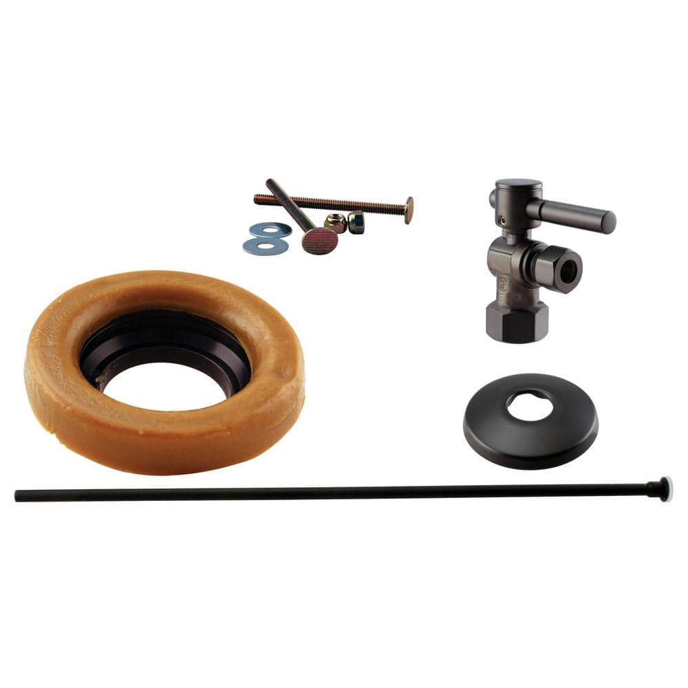 Westbrass 1/2 in. IPS Lever Handle Angle Stop Toilet Installation Kit in Oil Rubbed Bronze (1)