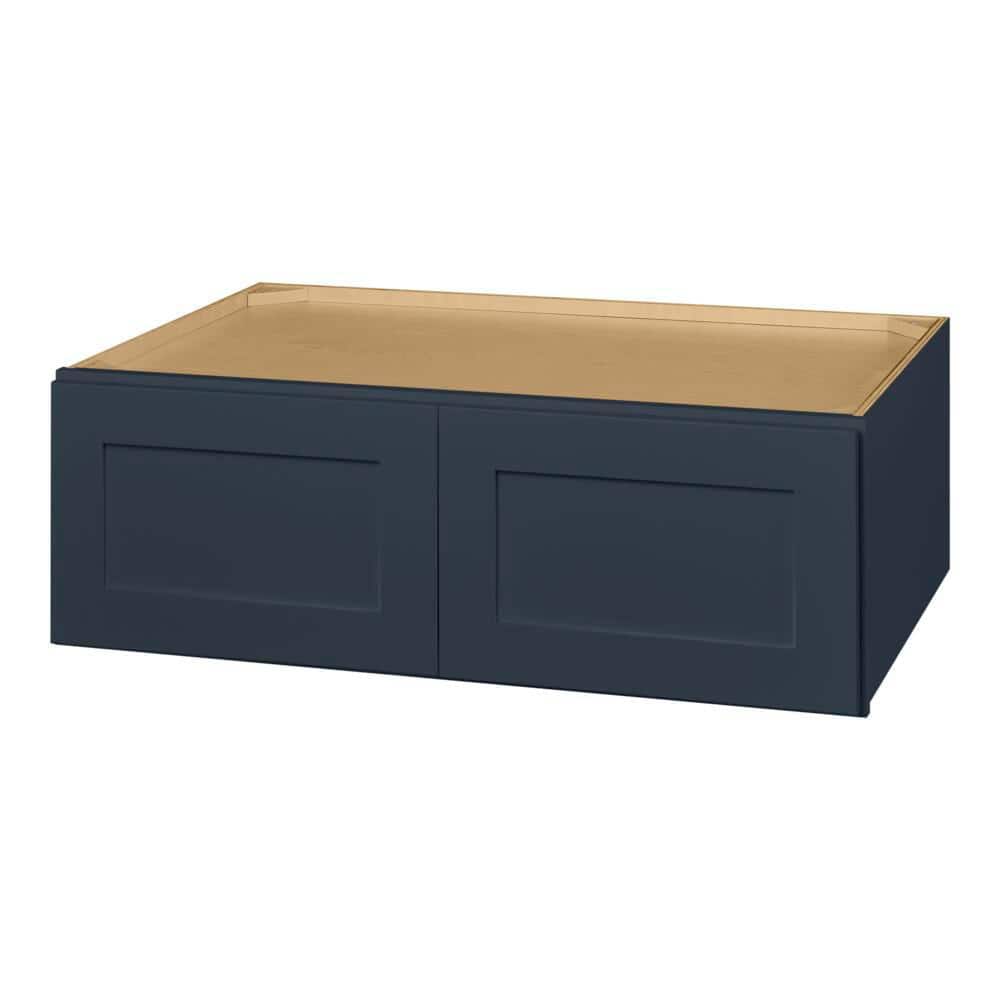 Hampton Bay Avondale 33 in. W x 24 in. D x 12 in. H Ready to Assemble Plywood Shaker Wall Bridge Kitchen Cabinet in Ink Blue
