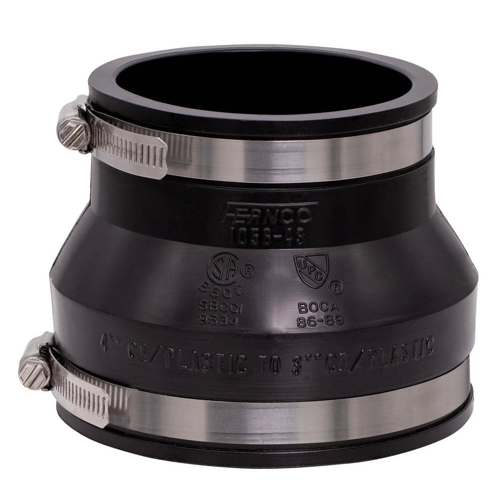 Fernco 4 in. x 3 in. PVC DWV Mechanical Flexible Coupling