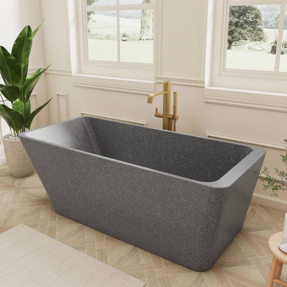 SJ STAR&JANE 64.9 in. x 29.5 in. Freestanding Soaking Bathtub with Center Drain in Gray (2)