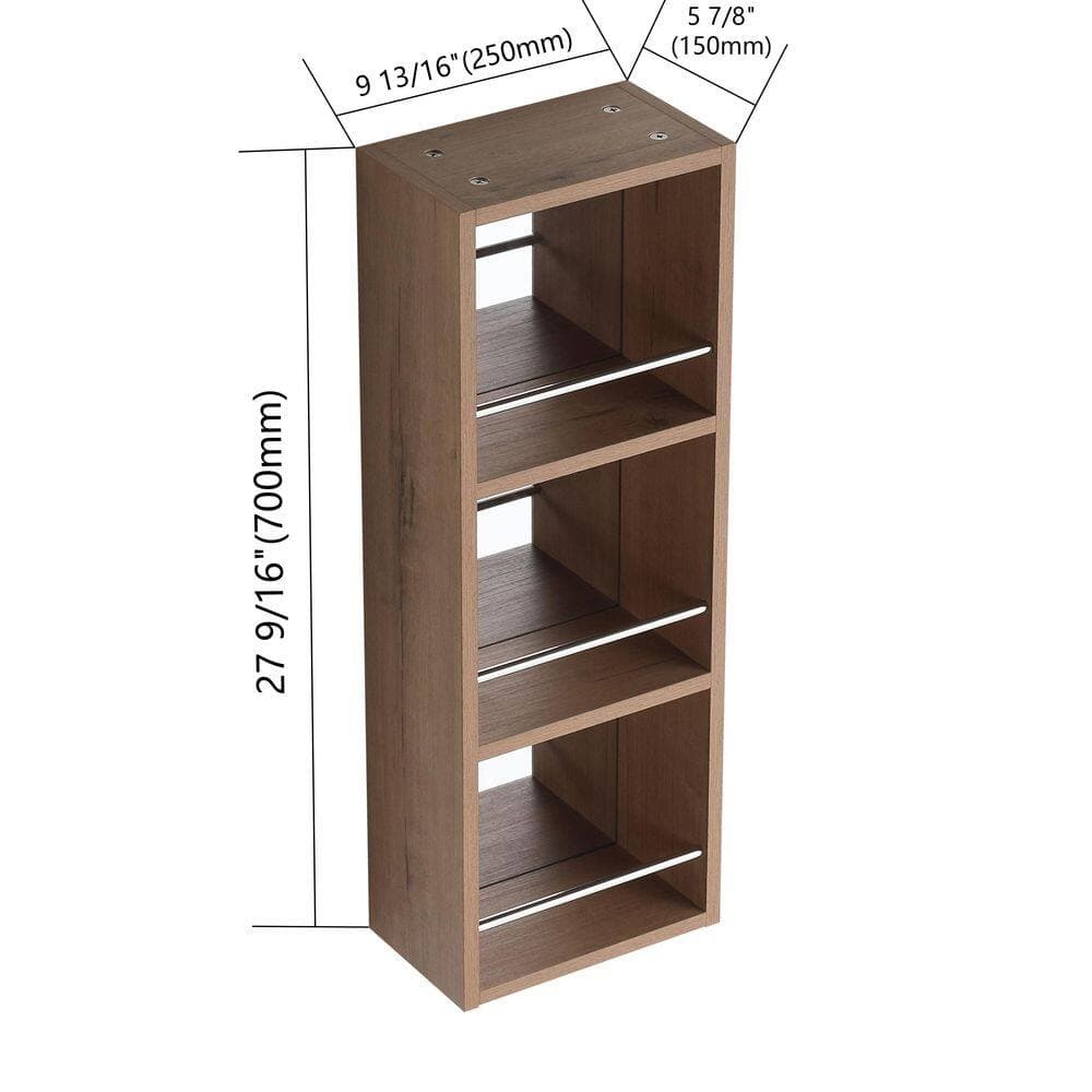 Buruis 9.8 in. W x 5.9 in. D x 27.6 in. H Bathroom Storage Wall Cabinet in Brown with Mirror, No Door (2)