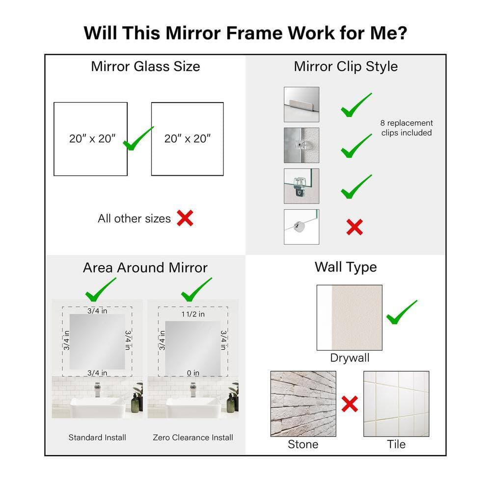 Amanti Art Mirror Makeover Rustic Plank Grey Narrow 21.25 in. W x 21.25 in. H Bathroom Mirror Frame Border Kit-Fits a 20x20 mirror (2)